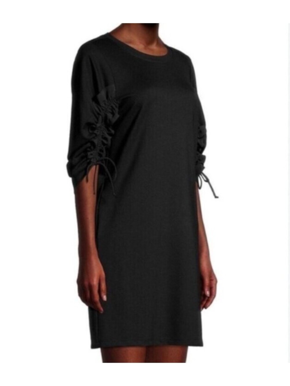 COS black ruched sleeve mini dress sz S